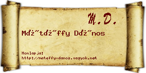 Mátéffy Dános névjegykártya